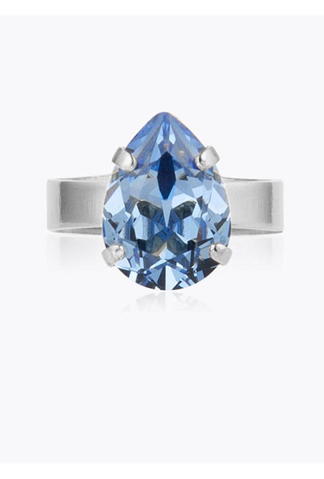 Caroline Svedbom Mini Drop Ring Rhodium Light Sapphire ring 1