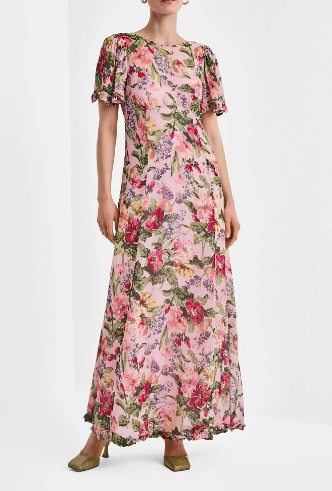 byTimo Dotted Georgette Maxi Dress Pink Blossom maxikjole