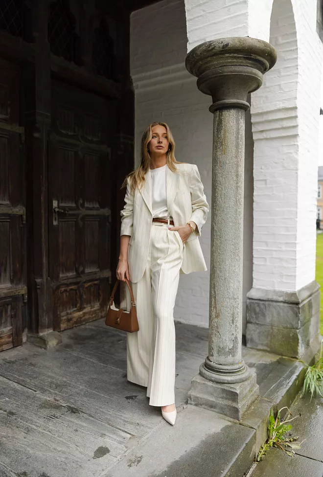 Anine Bing Sara Blazer Cream And Black Stripe dressjakke 6