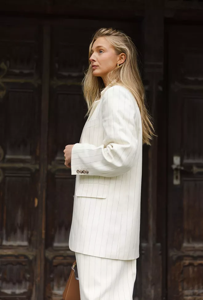 Anine Bing Sara Blazer Cream And Black Stripe dressjakke 4