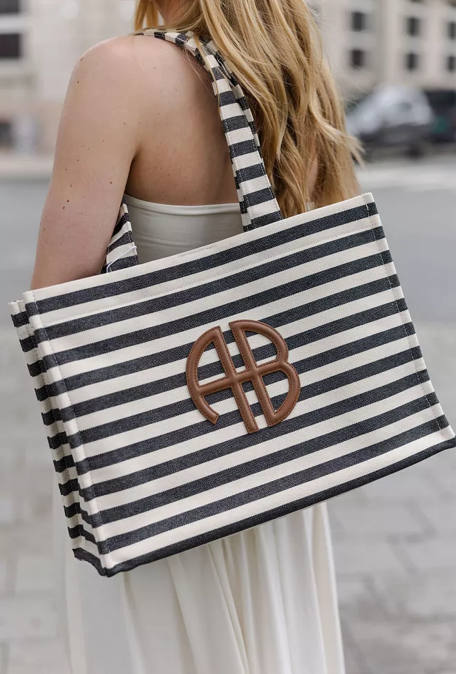 Anine Bing Lara Tote Black And Stripe veske 7
