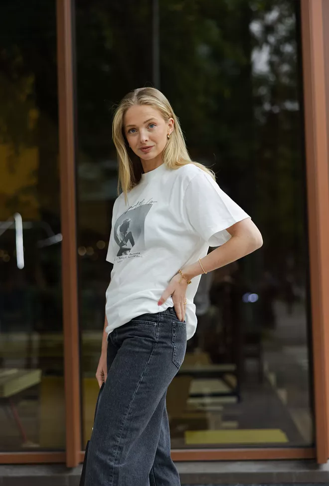 Anine Bing Ashton Tee Spirit Ivory t-skjorte 5