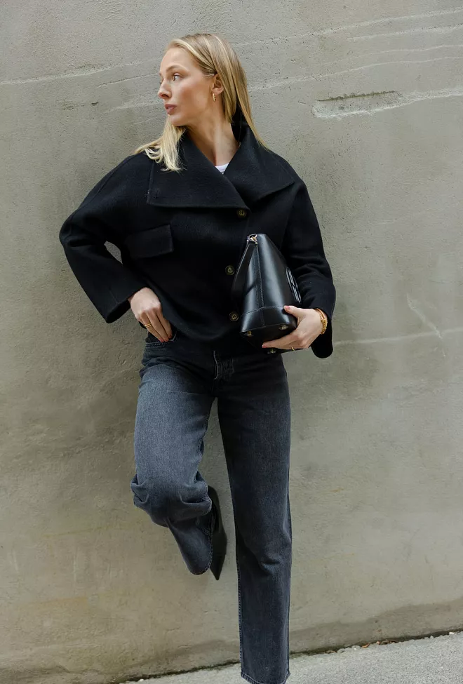 Carma collection Beate Coat Black ulljakke 3