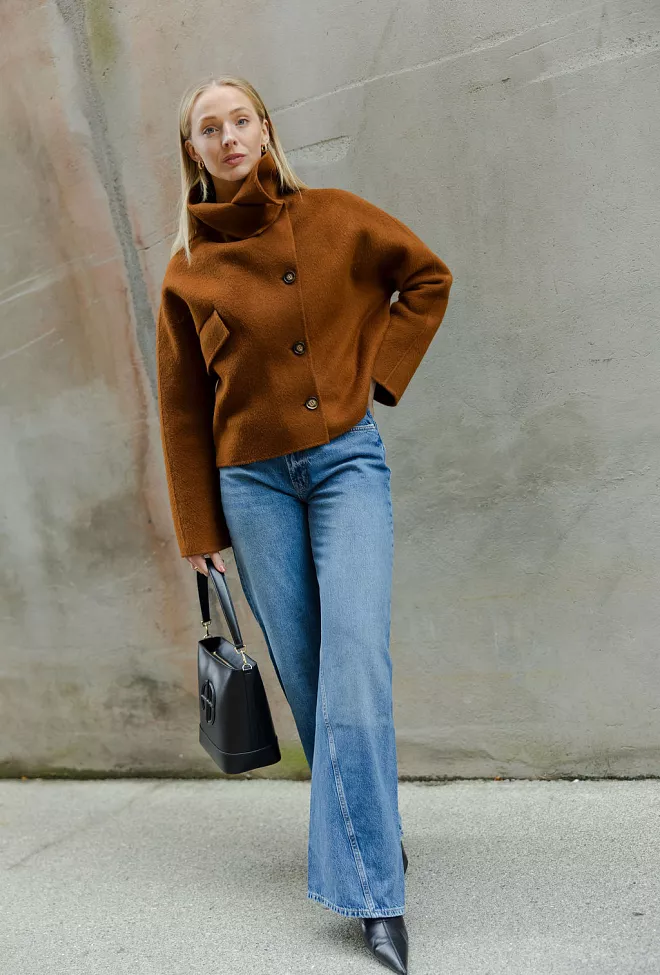 Carma collection Beate Coat Cognac ulljakke 7