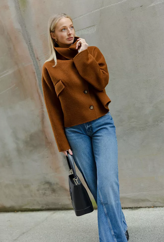 Carma collection Beate Coat Cognac ulljakke 6
