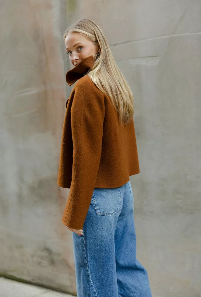 Carma collection Beate Coat Cognac ulljakke 8