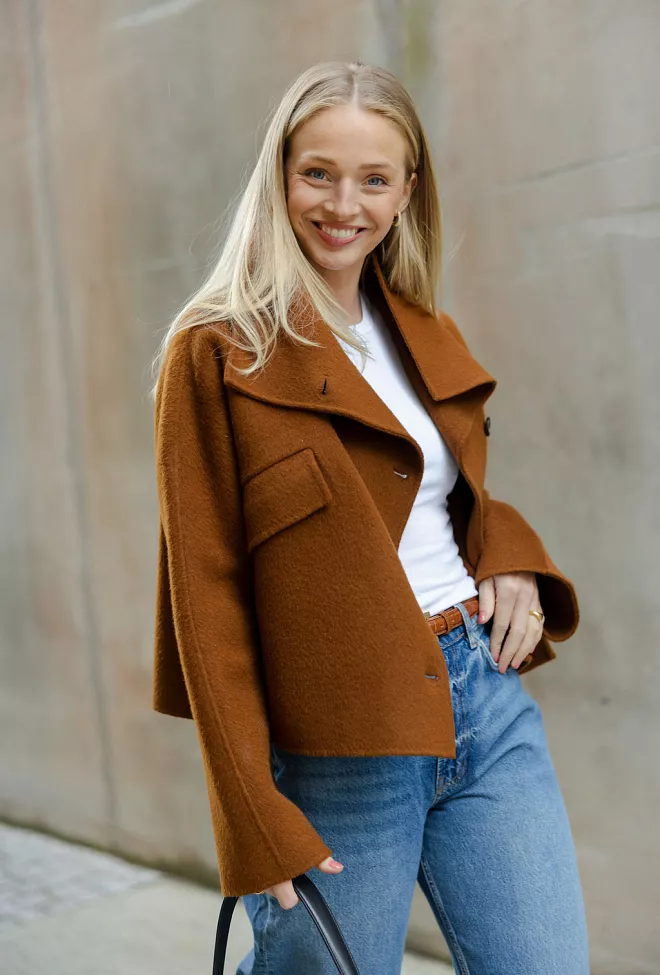 Carma collection Beate Coat Cognac ulljakke 3
