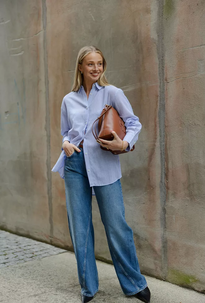 Anine Bing Plaza Shirt Blue And White Mini Stripe skjorte 3