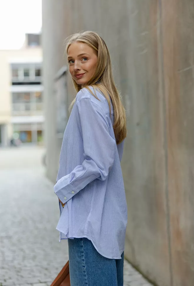 Anine Bing Plaza Shirt Blue And White Mini Stripe skjorte 5
