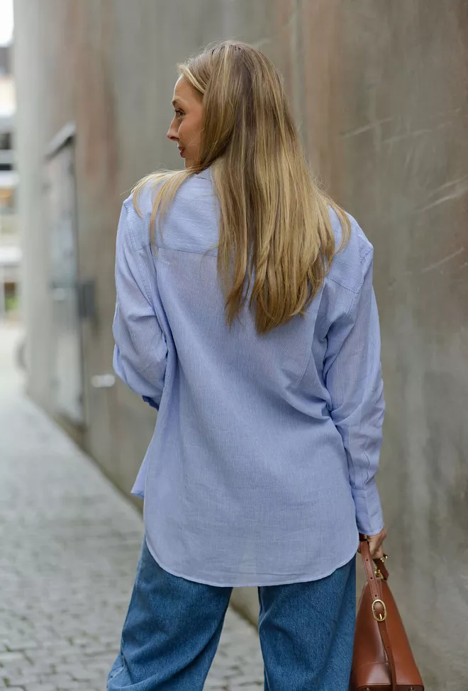 Anine Bing Plaza Shirt Blue And White Mini Stripe skjorte 6