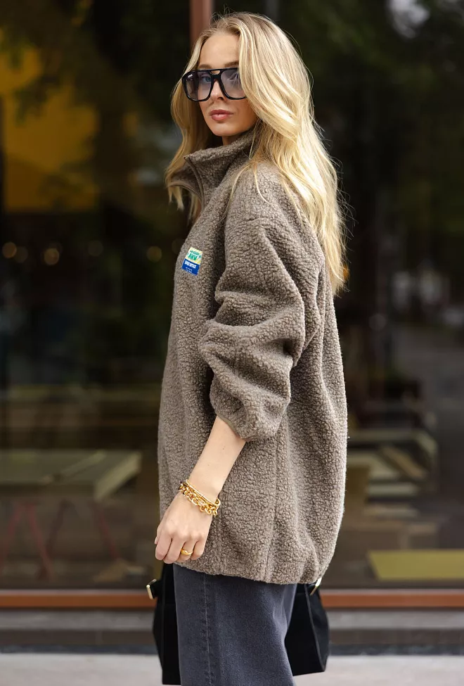 American Vintage Hoktown Sweater Nutmeg Melange teddyjakke 4