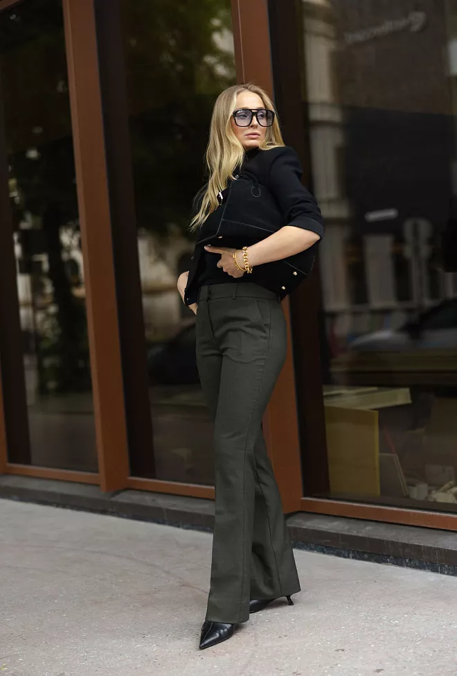 Clara FV 438 Long Dark Green Melange dressbukse 5