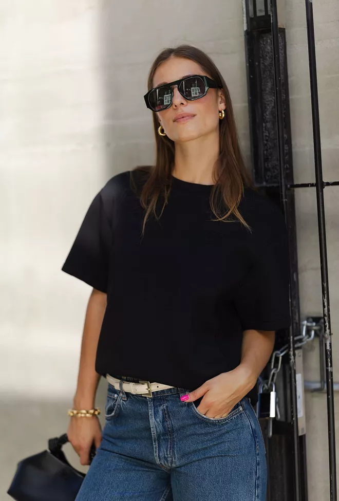 Anine Bing Jadon Sweatshirt Framed Monogram Black t-skjorte 3