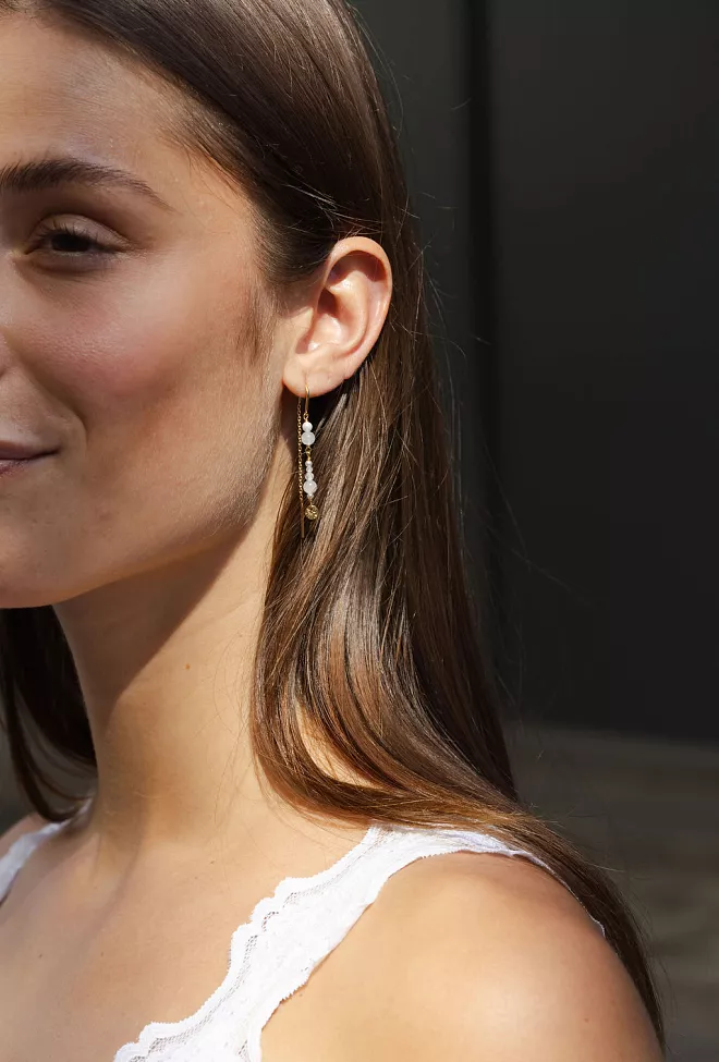 Enamel Copenhagen Sofia Earrings White And Pearls øredobber