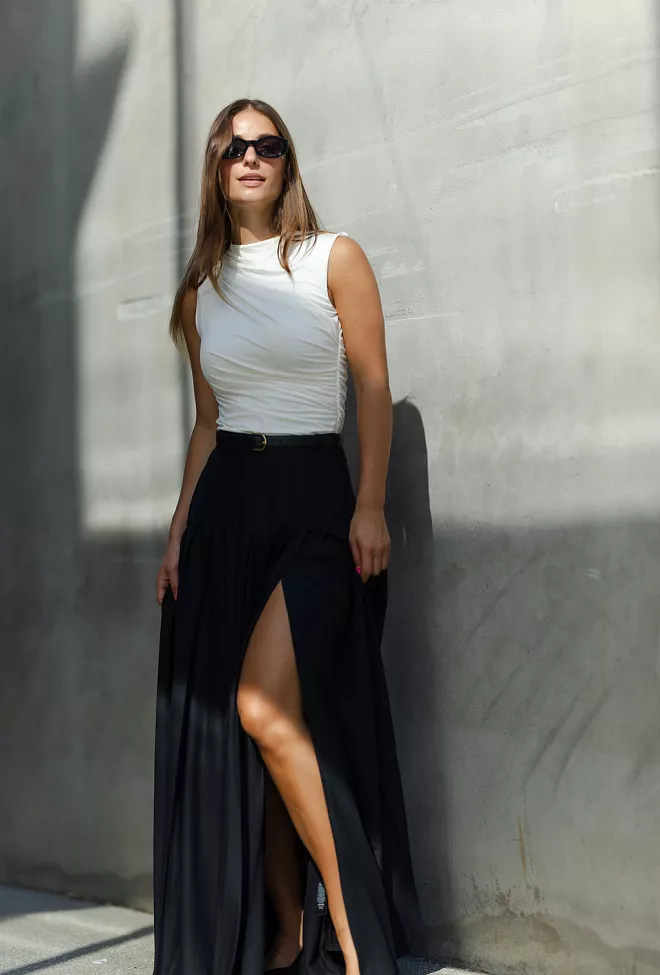 Self-Portrait Pleated Twill Maxi Skirt Black skjørt 6