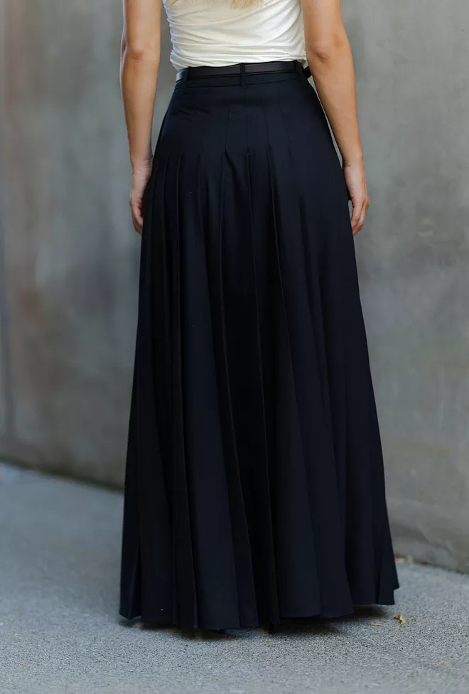 Self-Portrait Pleated Twill Maxi Skirt Black skjørt 7
