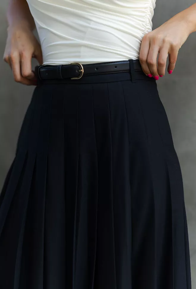 Self-Portrait Pleated Twill Maxi Skirt Black skjørt 8