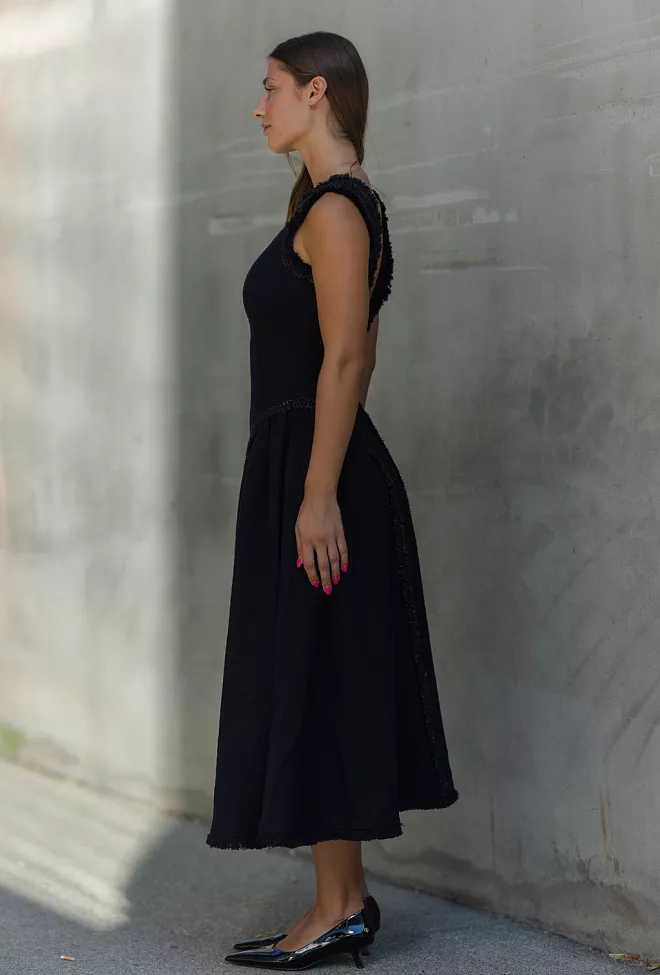 Self-Portrait Boucle Sleeveless Midi Dress Black kjole 6