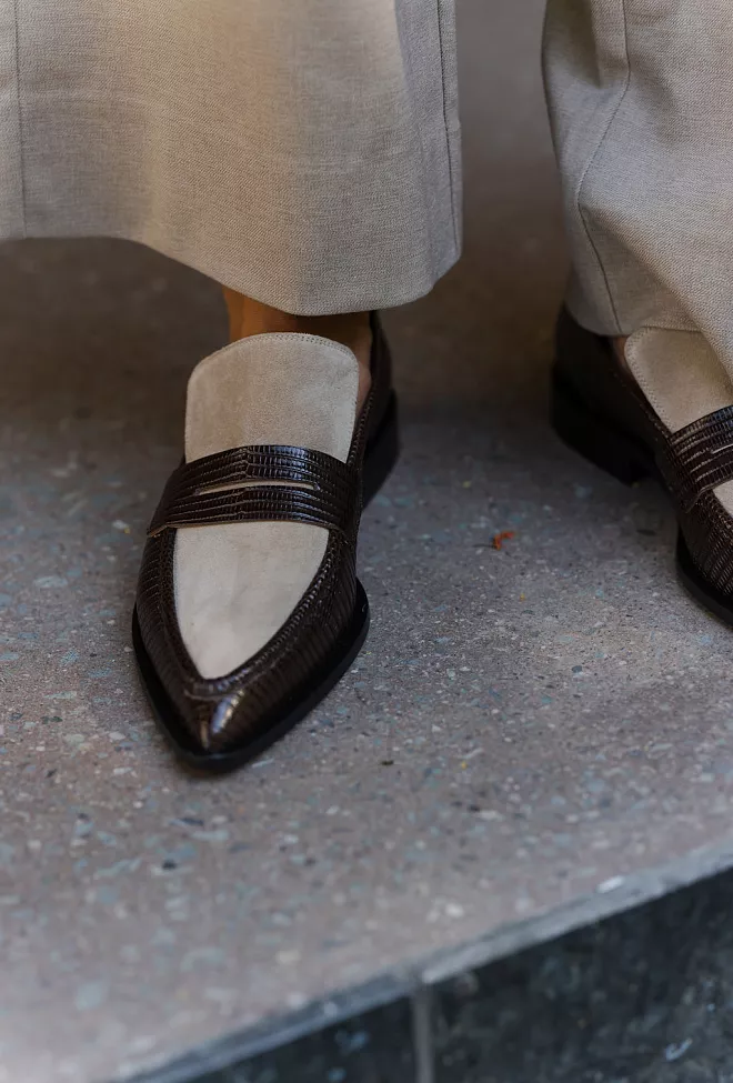 ATP Atelier Montazzoli Walnut/Avena Printed Lizard/Suede loafers 4