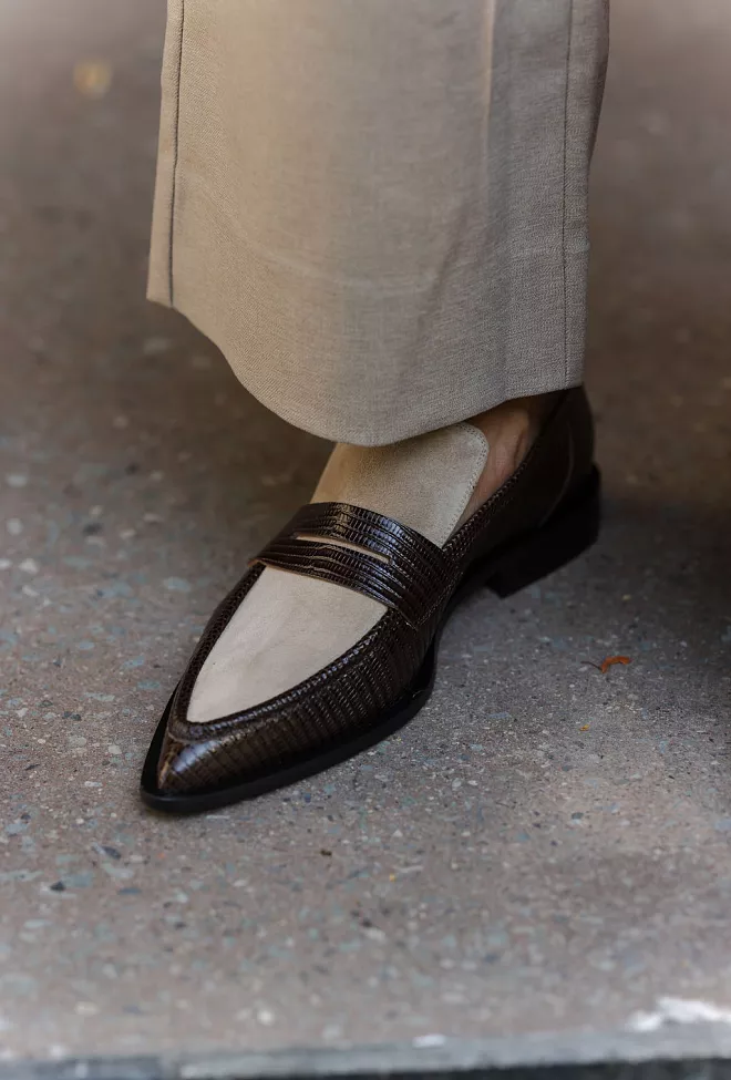 ATP Atelier Montazzoli Walnut/Avena Printed Lizard/Suede loafers 5