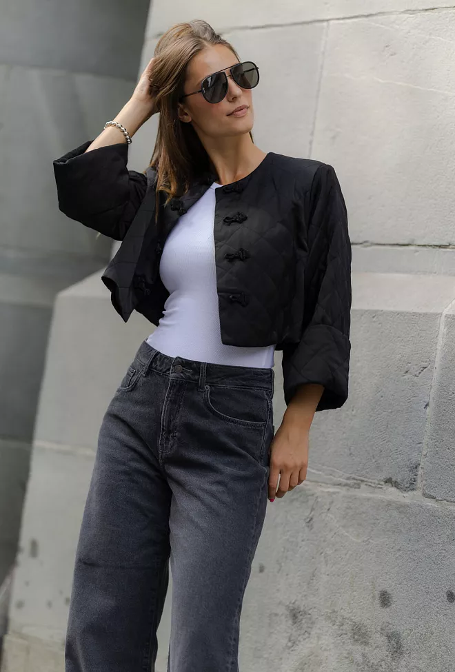 Bytimo Tailored Satin Flared Jacket Black 