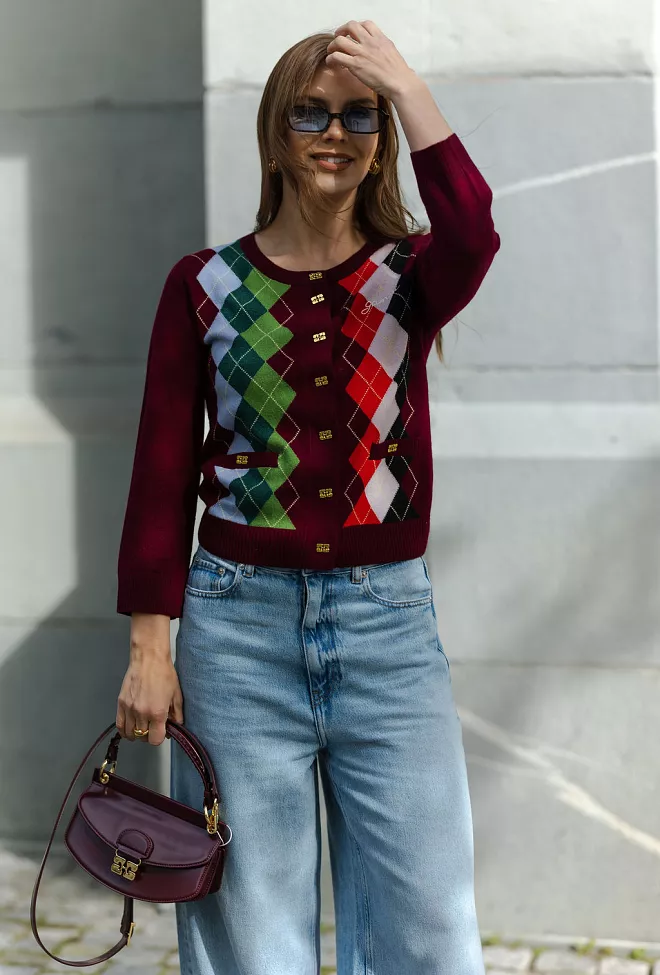 GANNI Cashmere Wool Mix Cardigan Tawny Port cardigan 3
