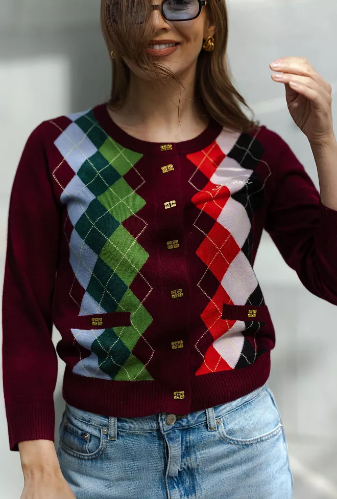 GANNI Cashmere Wool Mix Cardigan Tawny Port cardigan 6