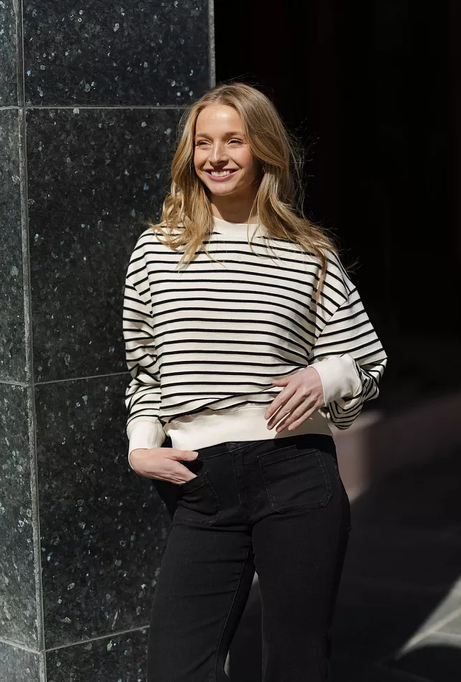 Anine Bing Dean Sweatshirt Black Stripe French Terry Genser