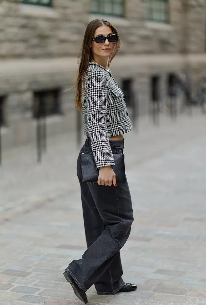 self-portrait Houndstooth Crystal Trim Jacket Black And White 4