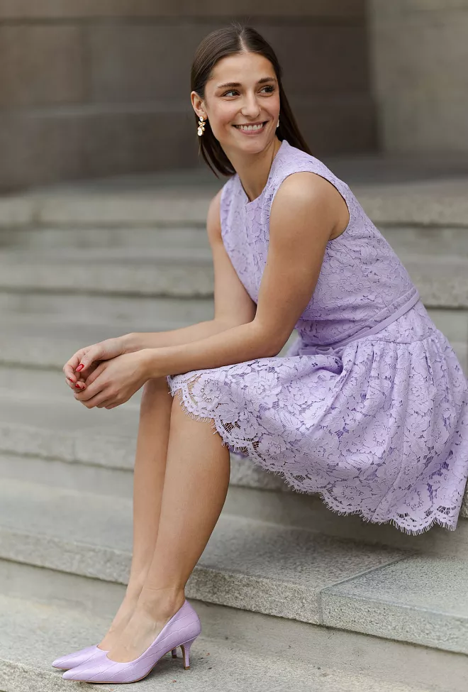 self-portrait Lace Sleeveless Mini Dress Lilac 4
