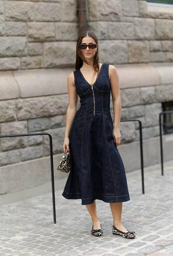 self-portrait Indigo Denim Midi Dress Blue
