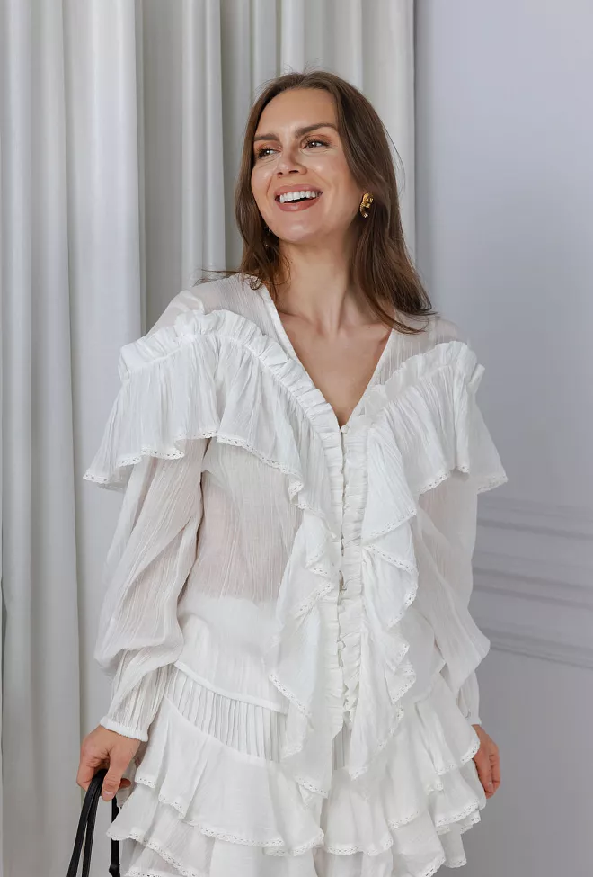 Confettibird Frill Blouse Offwhite bluse 4