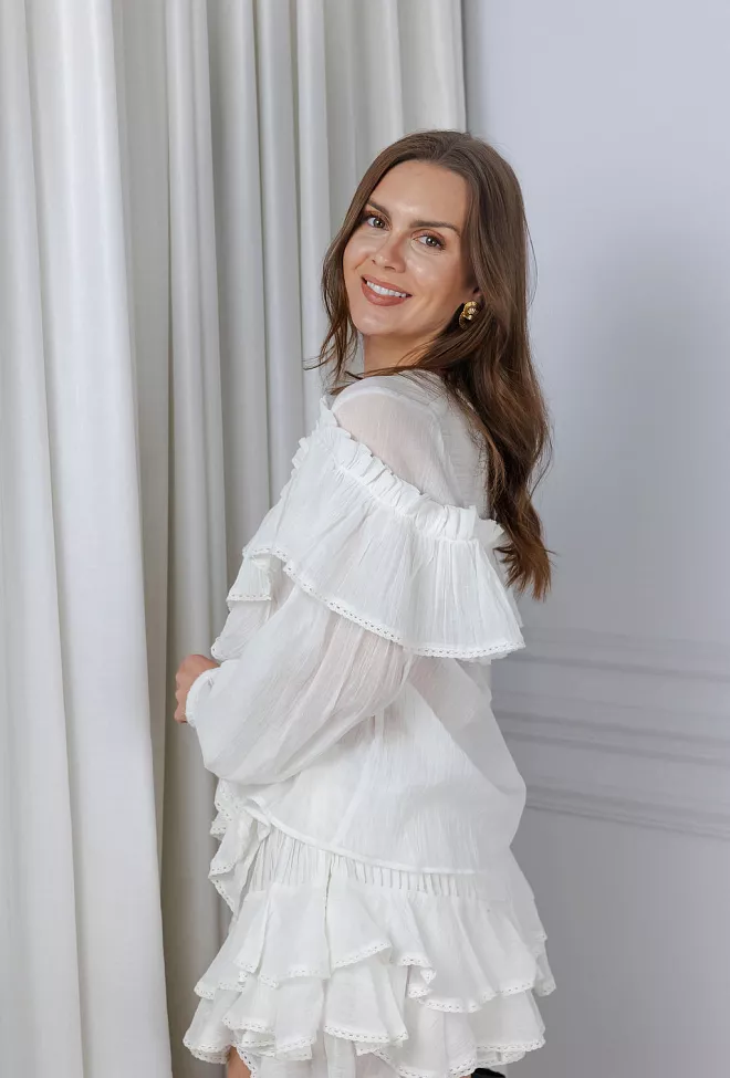 Confettibird Frill Blouse Offwhite bluse 5