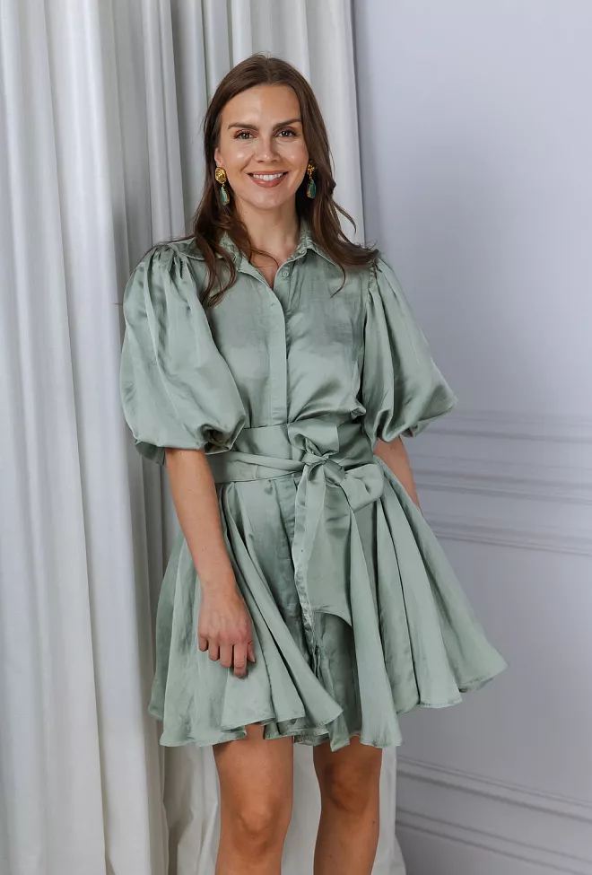 Confettibird Bon Weekend Dress Soft Pistachio minikjole