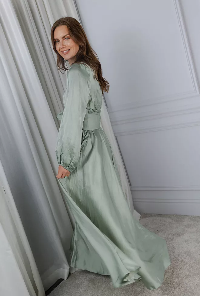 Confettibird Long Bon Weekend Dress Soft Pistachio kjole 4