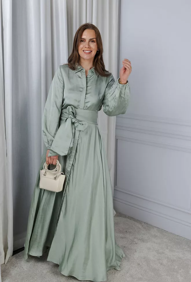 Confettibird Long Bon Weekend Dress Soft Pistachio kjole
