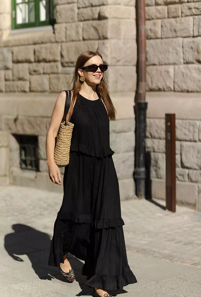 Nectar Bianca Long Dress Black kjole