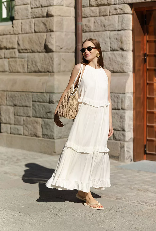 nectar Bianca Long Dress Creme