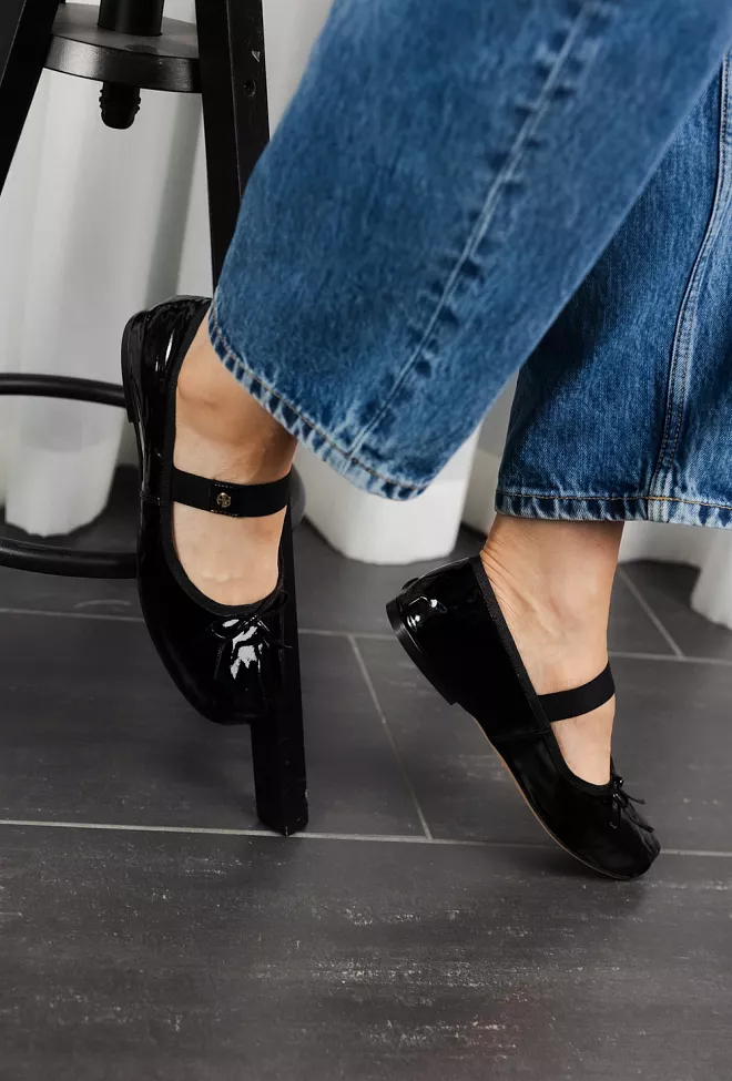 Anine Bing Jolie Flats Black Patent ballerinasko 5