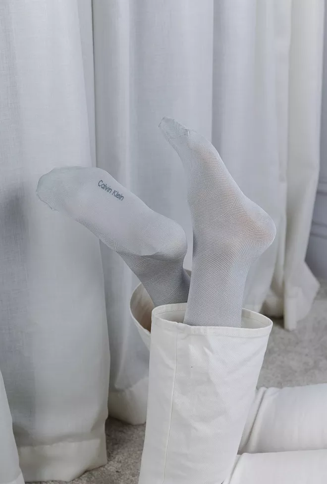 Calvin Klein 2Pk Mesh Squares Sock Grey/Off White  3