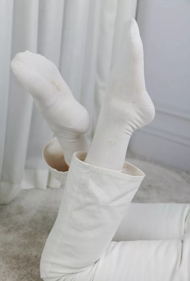 Calvin Klein 2Pk Mesh Squares Sock Off White