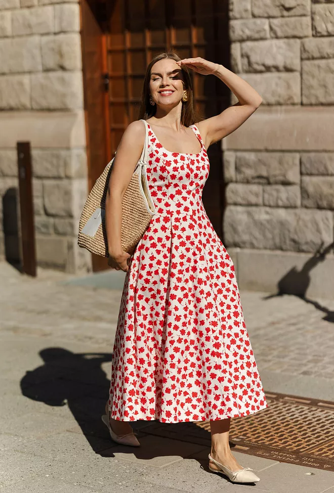 Andiata Leya Dress Red Florals kjole 5