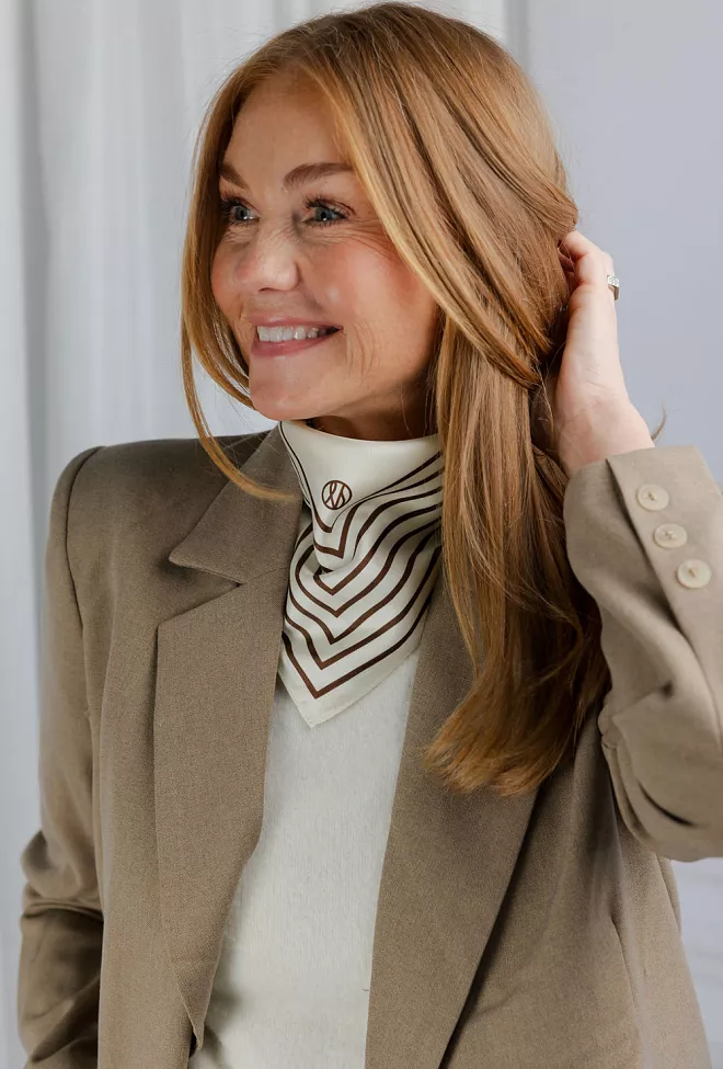 Lescarf Striped Scarf Mocha Mouse silkeskjerf