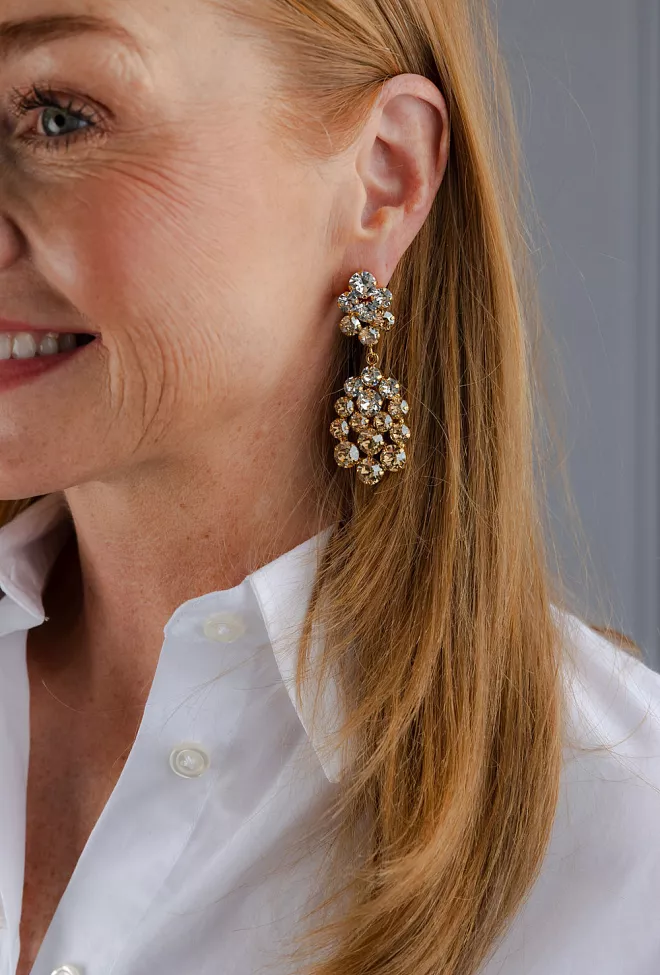 Caroline Svedbom Celena Earrings Gold Crystal/Golden Shadow øredobber