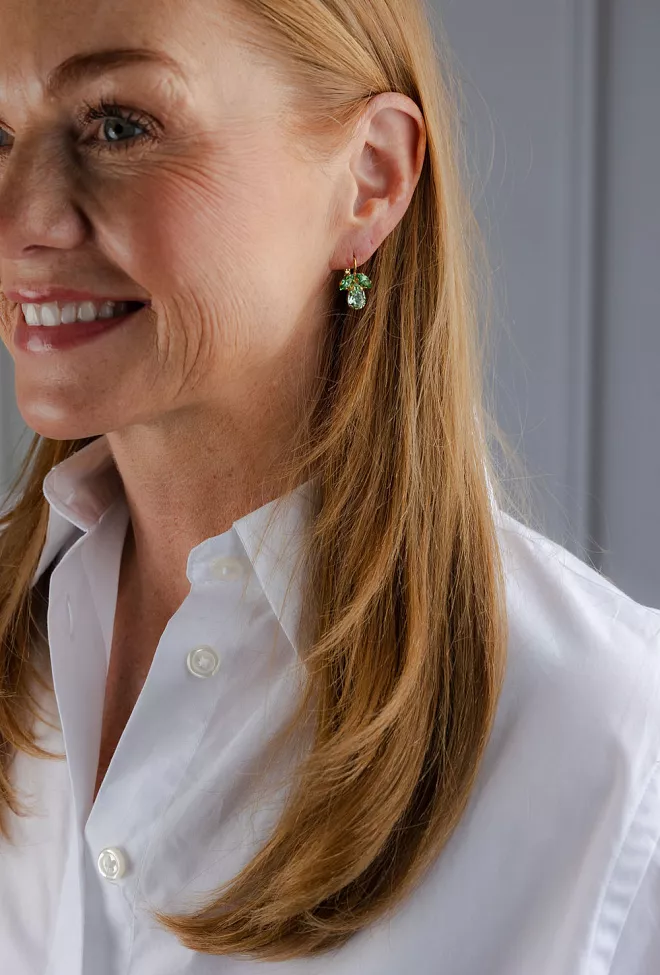 Caroline Svedbom Petite Timo Earrings Gold Navette Peridot Drop Chrysolite øredobber 2