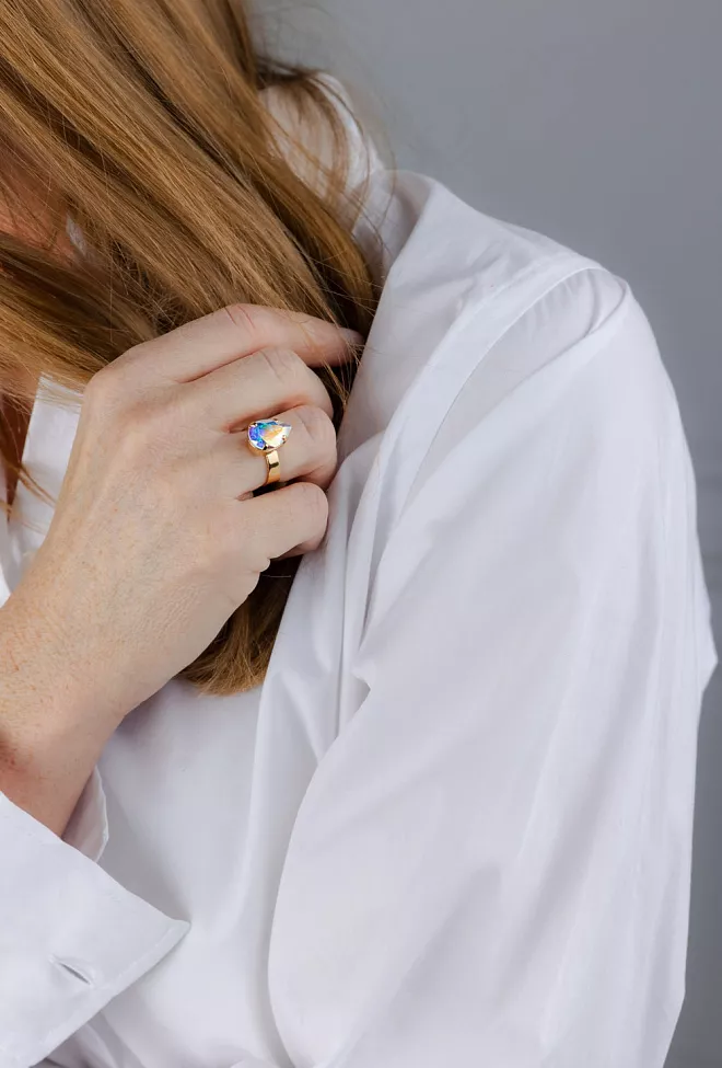 Caroline Svedbom Mini Drop Ring Gold Aurore Boreale  2