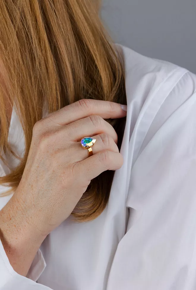 Caroline Svedbom Mini Drop Ring Gold Aurore Boreale  3