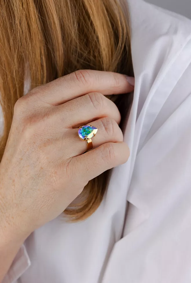 Caroline Svedbom Mini Drop Ring Gold Aurore Boreale 