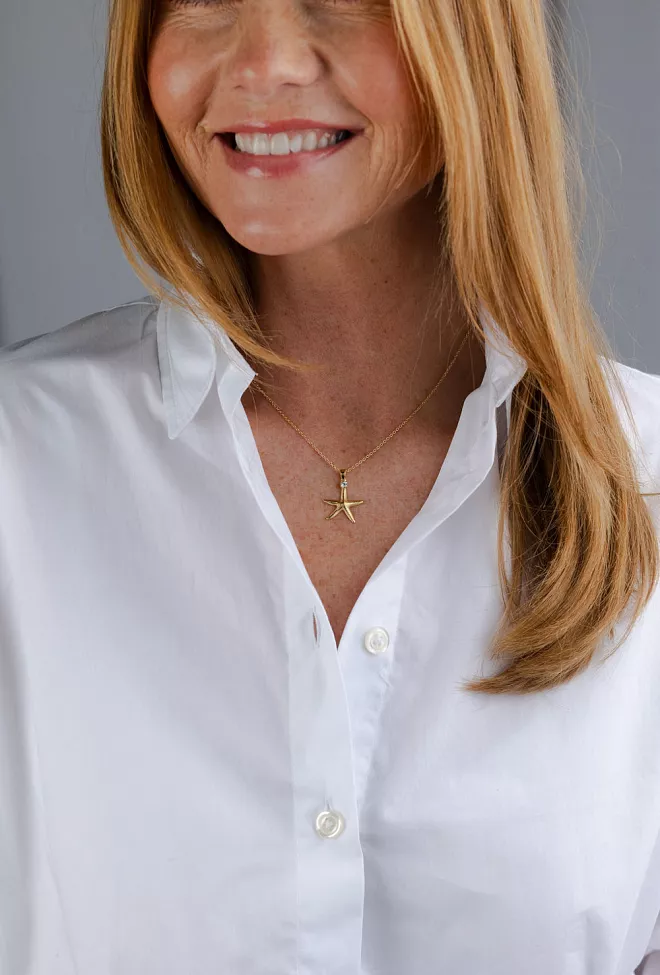 Caroline Svedbom Starfish Necklace Gold Crystal smykke 3