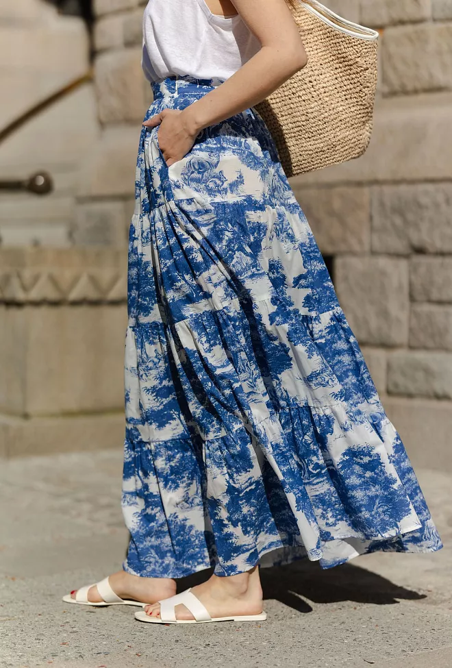 Andiata Wren 105 Skirt Blue Toile De Jouy maxiskjørt 3
